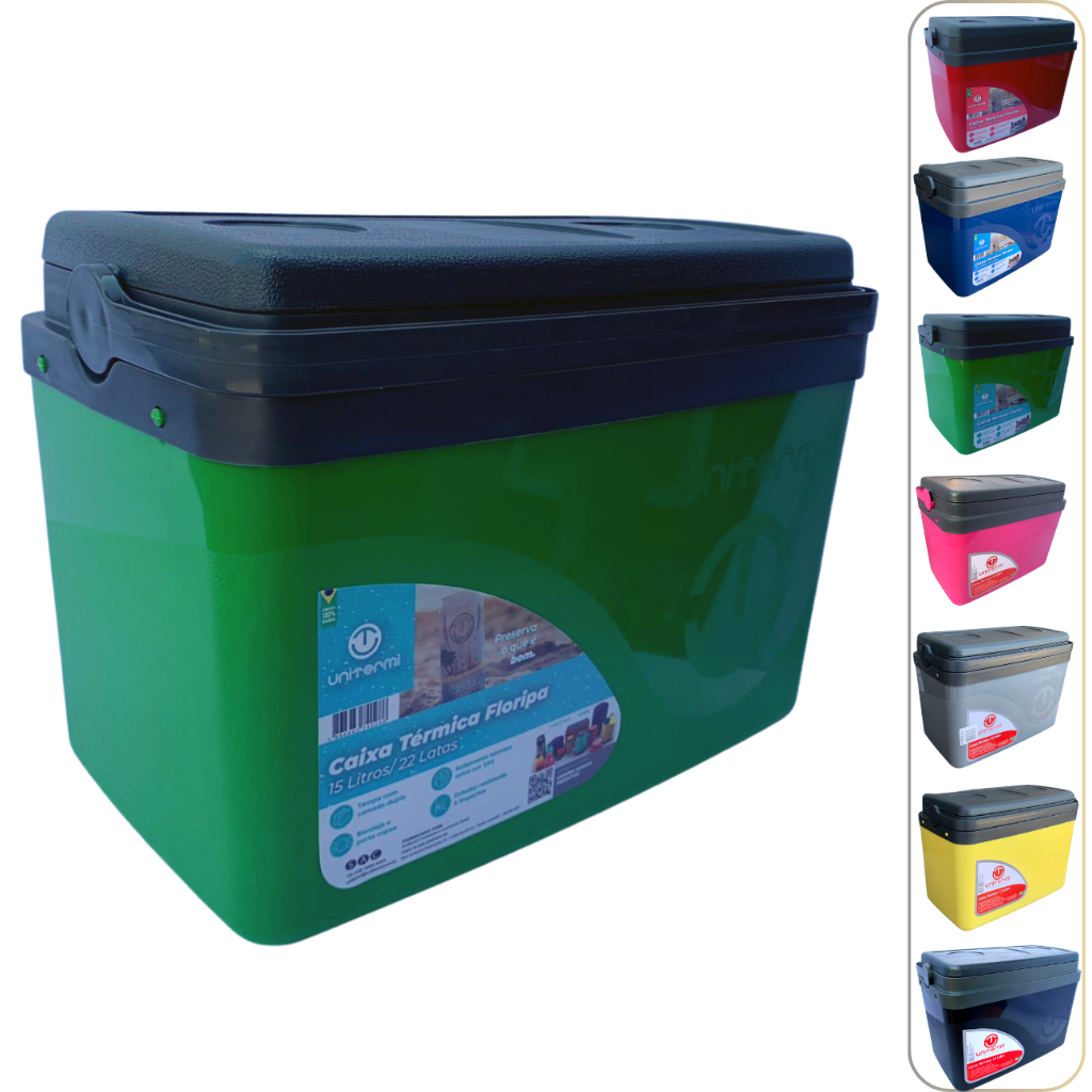 Caixa térmica Cooler 15L Alça Tampa bandeja Floripa Unitermi