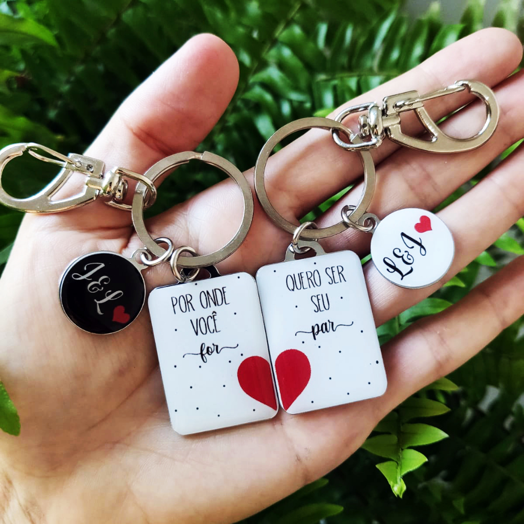 2 Chaveiros Personalizados Frente E Verso Casal Com Foto Data Especial ...