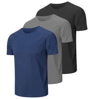Kit 3 Camisetas Masculinas Básicas Poliéster Dia a Dia Lisas Premium