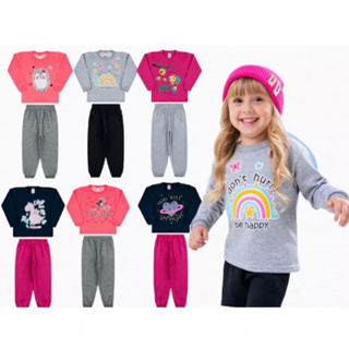 Lote 8 Peças Moletom Feminino 1 a 8 Inverno Flanelado Inverno Outono Conjunto Frio Menina