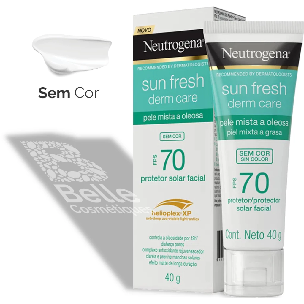 Protetor Solar Facial Neutrogena Sun Fresh Derm Care - Sem Cor - FPS70 - 40g