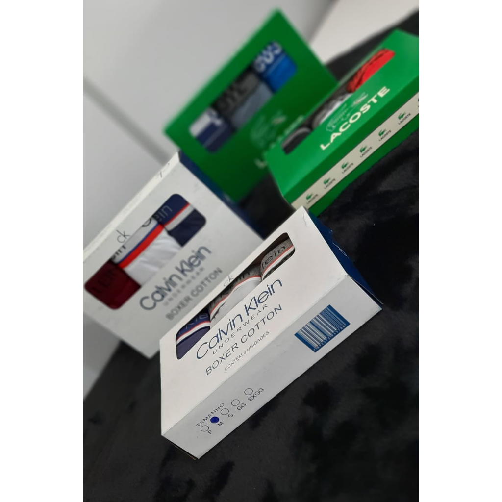 Kit 3 Cuecas Boxer adulto de Algodão - Caixa