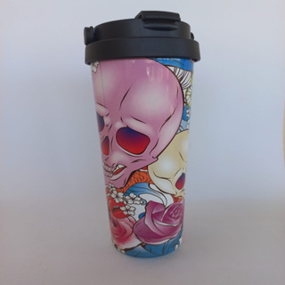 Copo Termico Caveira Vácuo 500 ml Com Tampa.