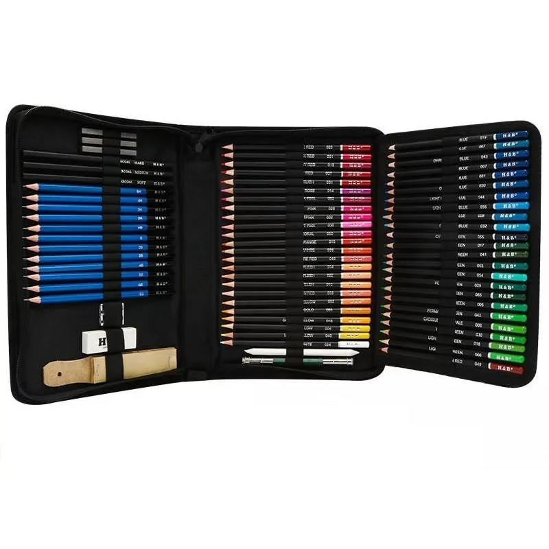 Kit Estojo Lápis De Desenho Profissional Estojo 97 Pcs | Shopee Brasil