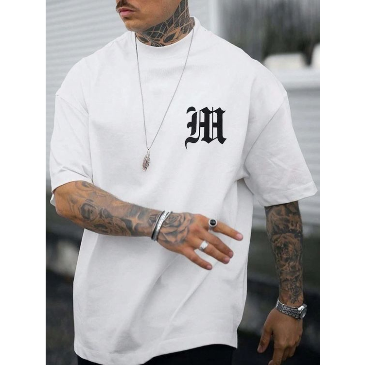 Camiseta Oversized Letter Graphic Estilo De Rua Larga Grande