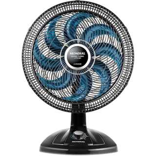 Ventilador De Mesa Mondial Super Turbo 8 Pás 220V Silencioso 140W Oscilante 3 Velocidades VTX-40-Chrome Preto/Azul