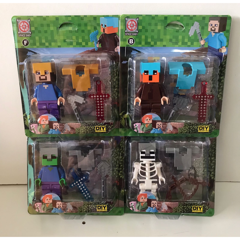 Kit Com 6 Bonecos Minecraft Estilo Coleção E Acessórios Brinquedo