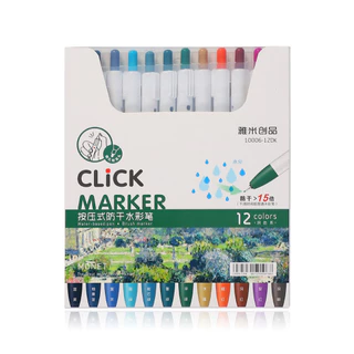 Conjunto de Canetas Ponta Fina Click Marker 12 Cores Fine Line Fineliner
