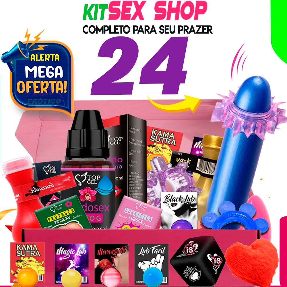 Kit Sex Shop 24 Produtos Eróticos sexy shop top gel lubrificante intimo  casal | Shopee Brasil