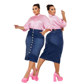 SAIA JEANS MIDI EVANGELICA PLUS SIZE CINTURA ALTA COM LYCRA DO 46 AO 56