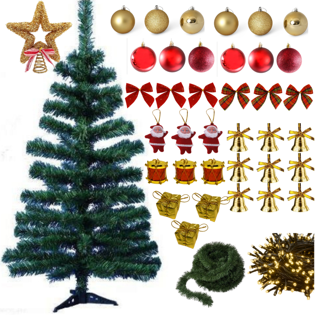 Arvore Natal Pequena Decorada 90cm Completa Luxo 39 Enfeites