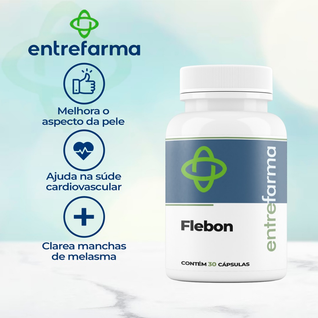Flebon Pycnogenol 50mg 30 Cápsulas Para Tratamento De Inchaço E
