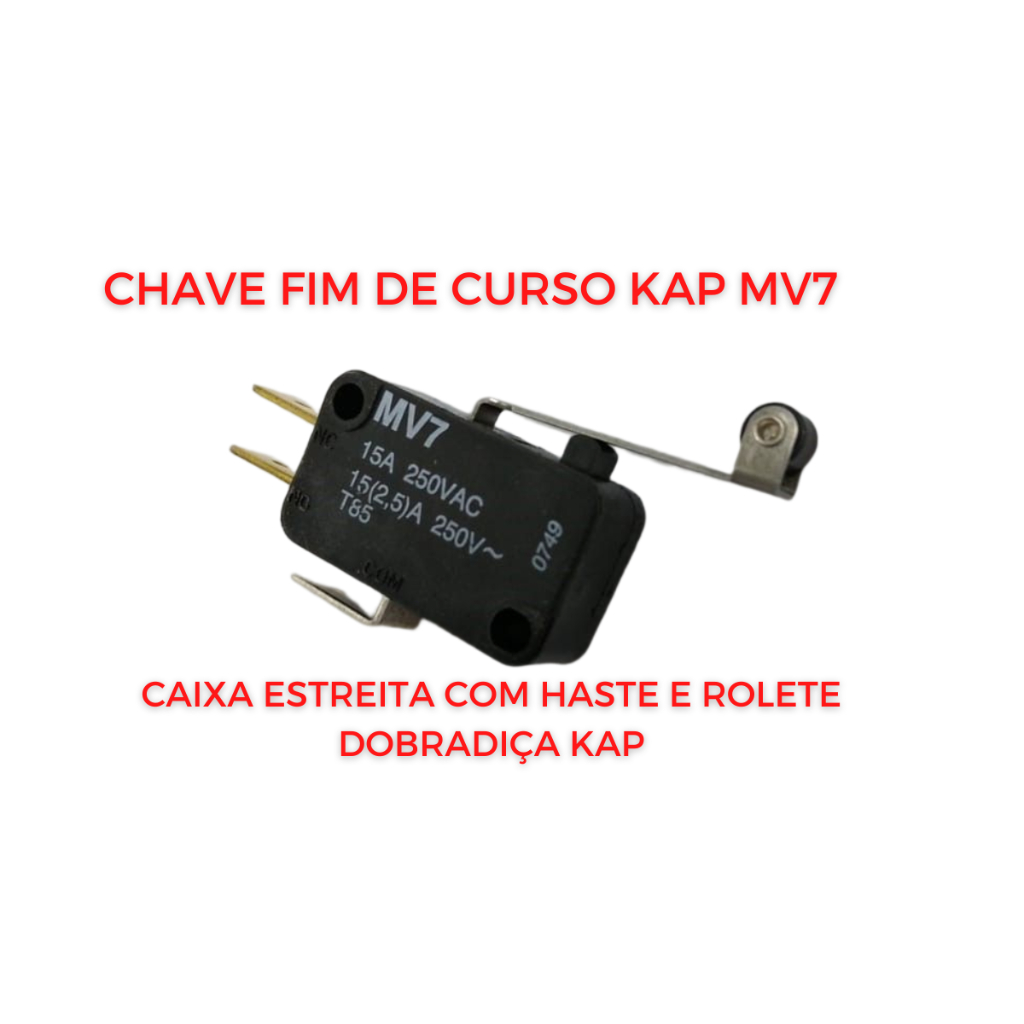 Micro Chave Fim De Curso Interruptor Botão 15a 250vca Mv7 Kap C
