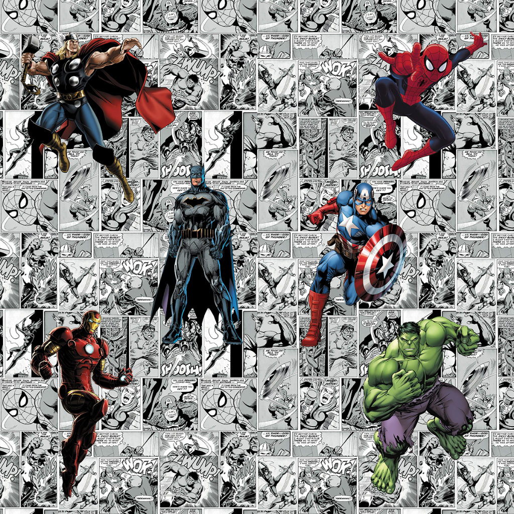 Papel de Parede Super Herois Quadrinhos Marvel Dc M² | Shopee Brasil