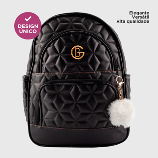 Mochila Feminina Bolsa Barata Couro Pequena Média Preta Top
