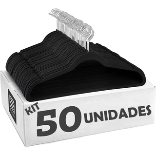 Kit 50 Cabides Veludo De Roupa Antideslizante Slim Adulto