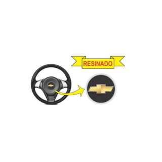 EMBLEMA BOTON PARA VOLANTE GM DOURADO FUNDO PRETO 36mm