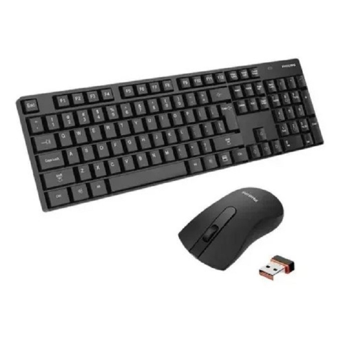 Conjunto Teclado e Mouse Sem Fio Wireless USB C501 Philips com Ç Português ABNT2