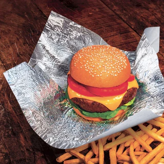 Papel Acoplado Térmico Laminado Alumínio Hamburguer Lanche Delivery 40x40 c/ 2kg