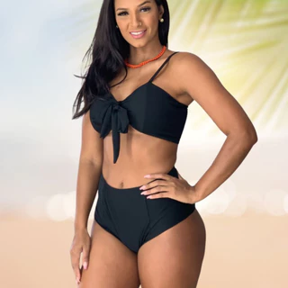 Biquíni hot pants cintura alta com bojo e forro P ao EXG