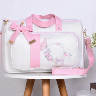 Bag Mão Maternidade Borboletas Off/Rosa - 01 Peça