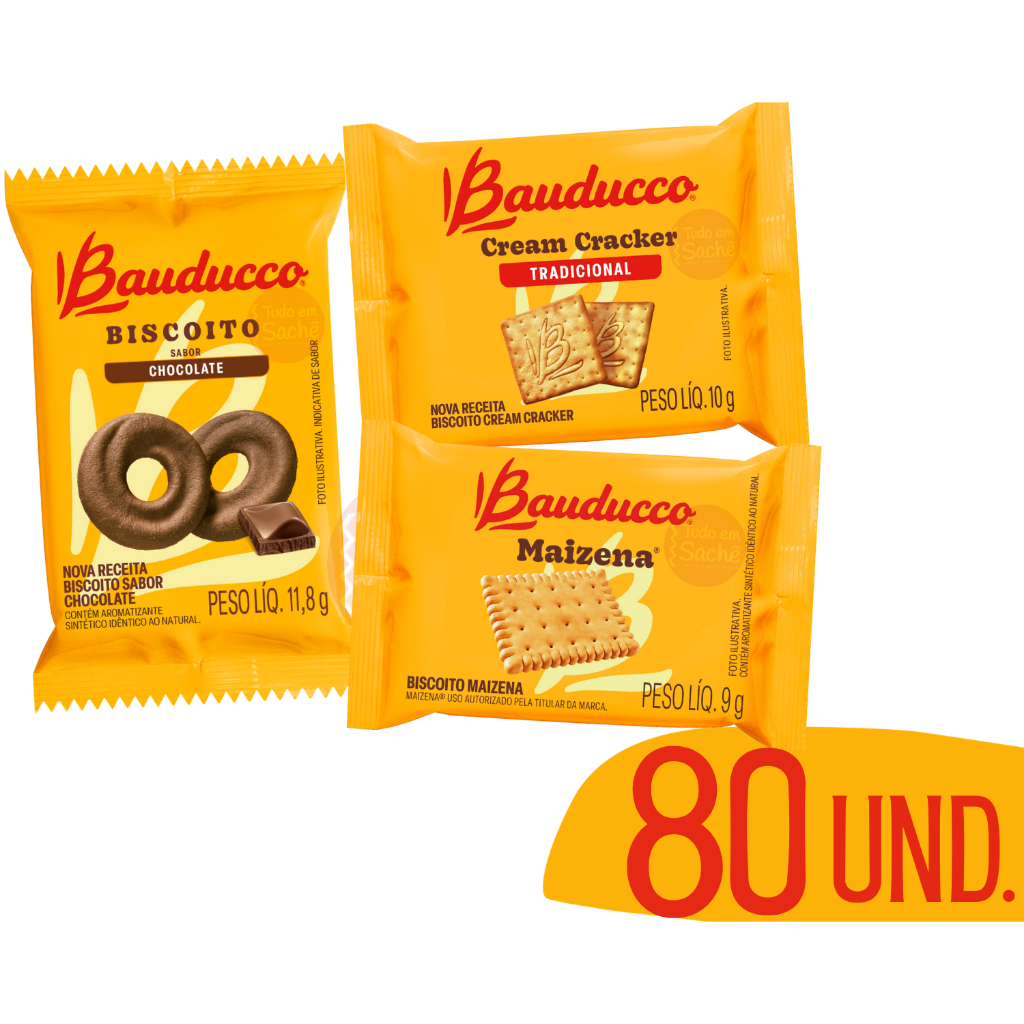 400un Biscoitos Bauducco Em Sache Choco+leite+gotas+banana