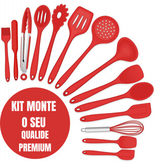 JOGO DE COZINHA SILICONE 7 PÇ VERMELHO - Santa Luna