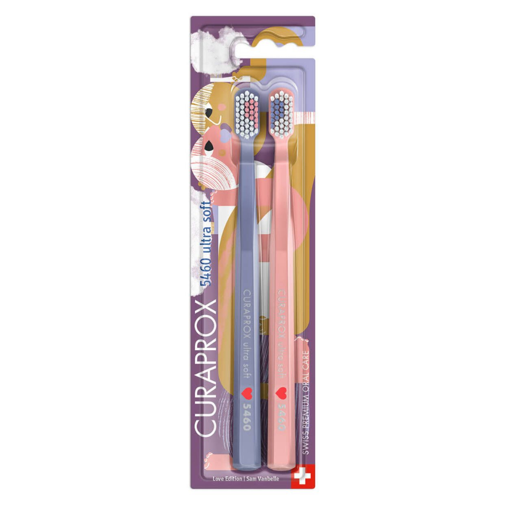 Curaprox Ultra Soft Duo Love Edition - Toothbrush Set CS 5460, ultra soft,  pink+dark blue