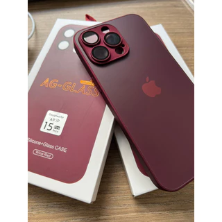 case Capa De Vidro para Iphone 15 pro max Proteção Total Da Lente da camera Tampa Traseira cor vinho