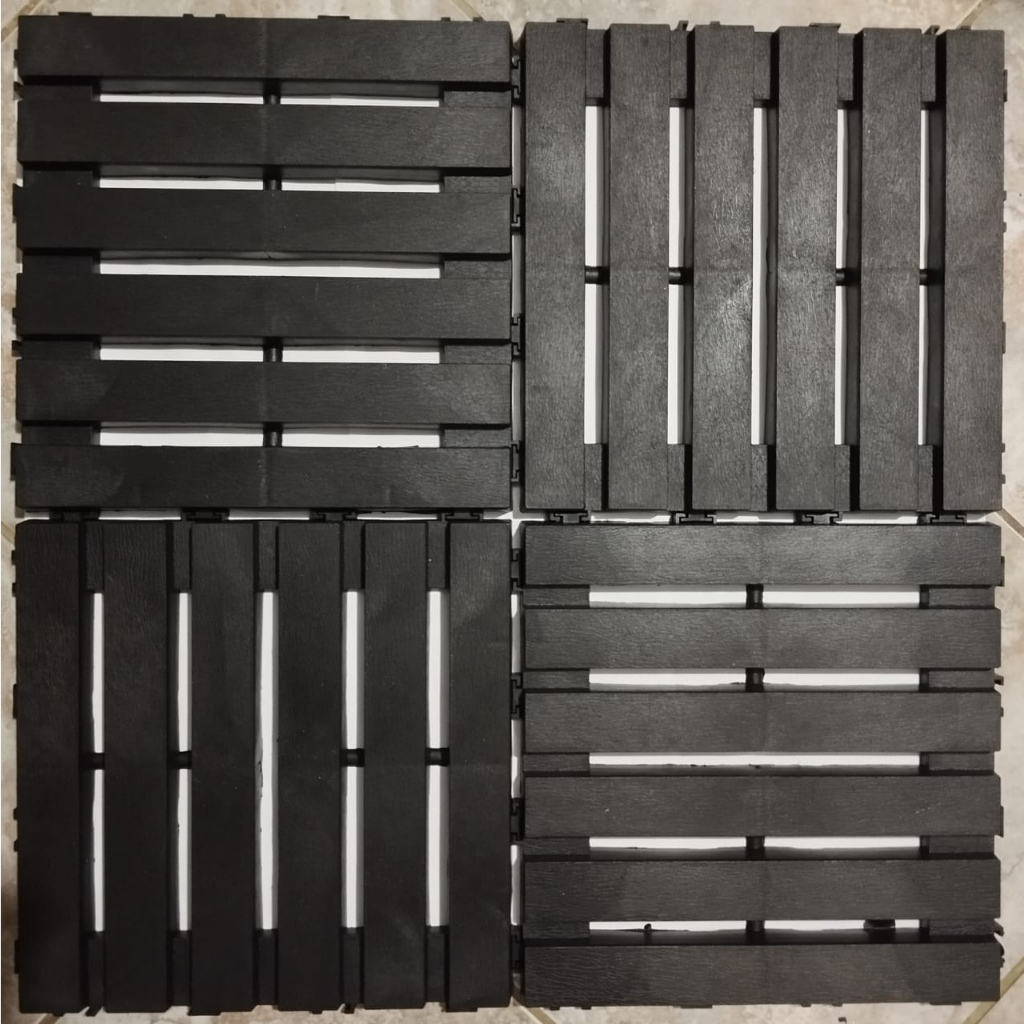 Kit 12 Decks(Cor preta) textura rustico plástico encaixe modular Decks Piscina Jardim Banheiro varanda sacada