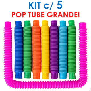Kit 5 POP TUBE GRANDE Tubo Fidget Toy Sensorial Descompressão Anti Stress