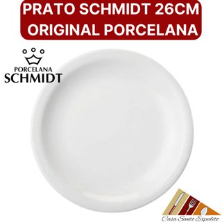 Conjunto 6 Pratos Buffet Refeição Porcelana Raso Branco 26cm Schmidt Promoção (Distribuidor Schmidth) ENVIO IMEDIATO