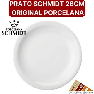 Conjunto 6 Pratos Buffet Refeição Porcelana Raso Branco 26cm Schmidt Promoção (Distribuidor Schmidth) ENVIO IMEDIATO