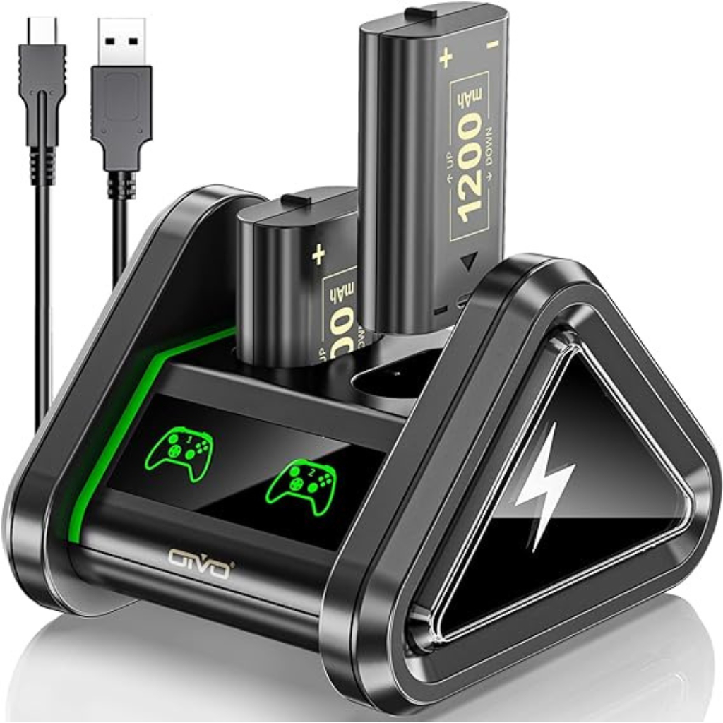 Carregador Controle Xbox One Series S/x + 2 Baterias 1200mah