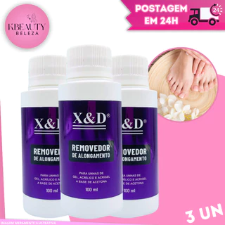 Kit 3 Removedor de Esmalte Em Gel Acrigel de Unhas Manicure Profissional 100ml
