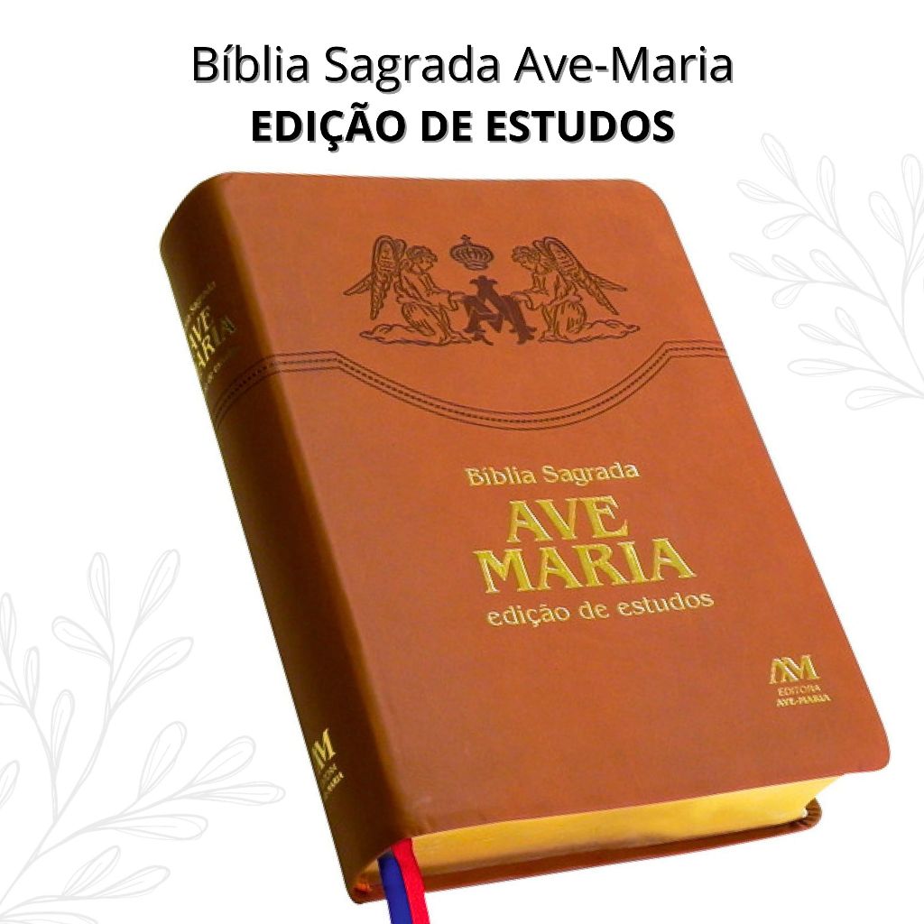 Bíblia Sagrada Ave-Maria Edição de Estudos Capa Couro Católica | Shopee ...