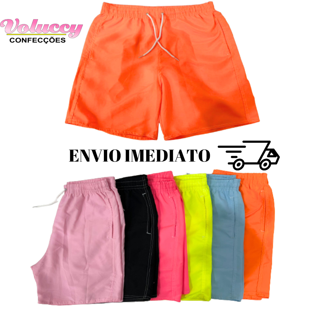 Short Masculino Mauricinho Neon Tactel Moda Praia Neymar Bermuda Verão