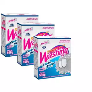 Kit 3 Lava louças detergente em pó para máquina de lavar louça Washing 500gr - Clean Action