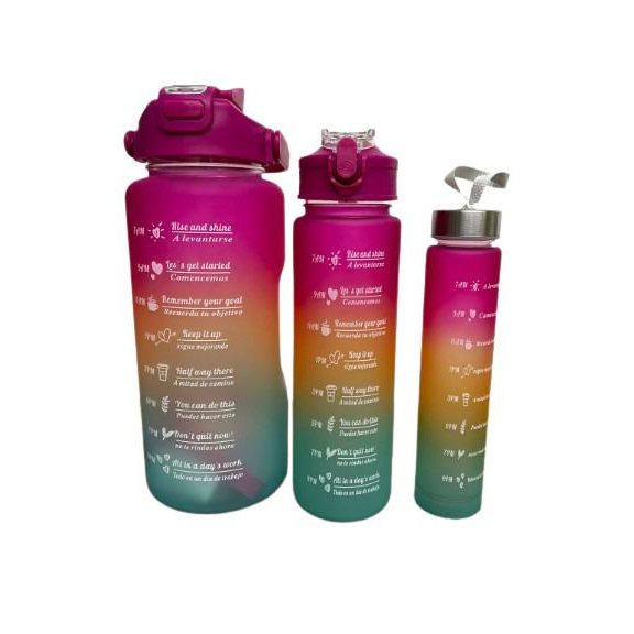 Kit 3 Garrafa Agua Squeeze Galão Com Adesivos Lembretes beber Agua