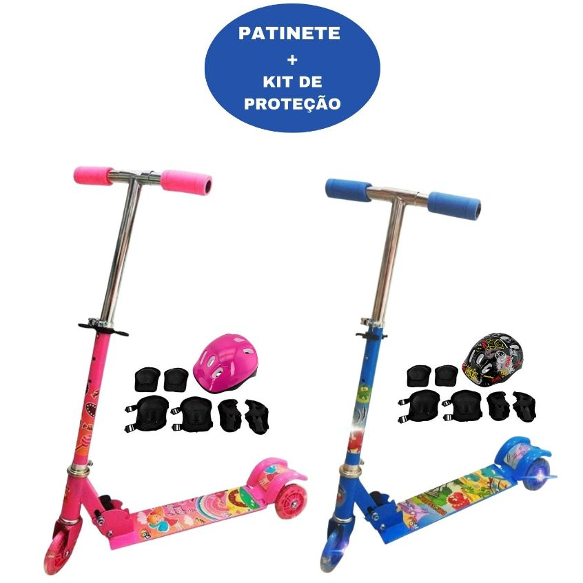 Patinete infantil 3 rodas com luzes led dobrável e ajustável menino menina  - ATENTU KIDS - Patinete Infantil 3 Rodas - Magazine Luiza