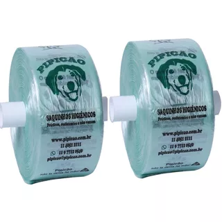 Kit 02 Bobinas de Saquinhos Higiênicos Coleta de Fezes de Cachorro Biodegradável Total 2000 Saquinhos Verde Pipicão