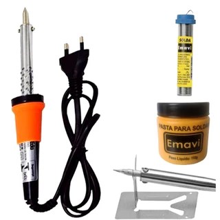 Ferro De Soldar 60w Profissional + Estanho E Pasta De Solda