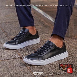 Tenis Casual Masculino em Couro Legitimo Confort