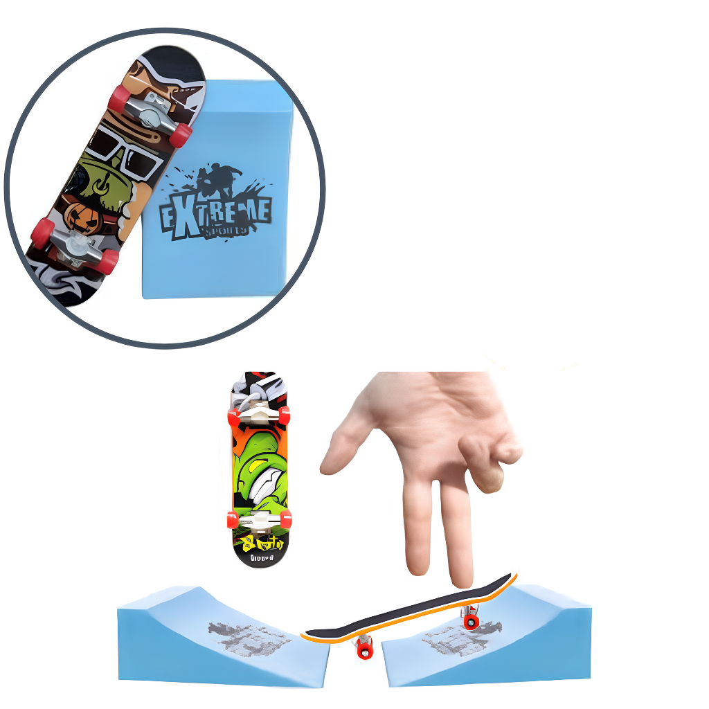 Brinquedo Radical Skate De Dedo Com Rampa Obstáculo Fingerboard