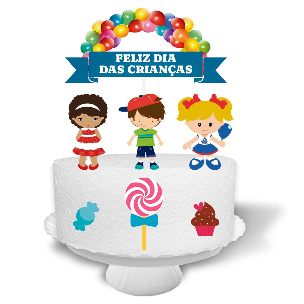 Topo Topper de Bolo Dia das Crianças | Shopee Brasil