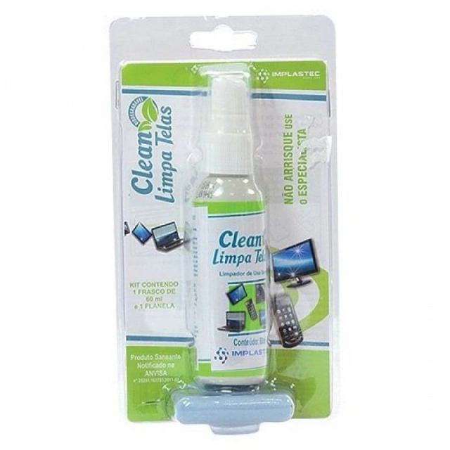 CLEAN LIMPA TELAS 60ML COM FLANELA ANTI-RISCOS IMPLASTEC