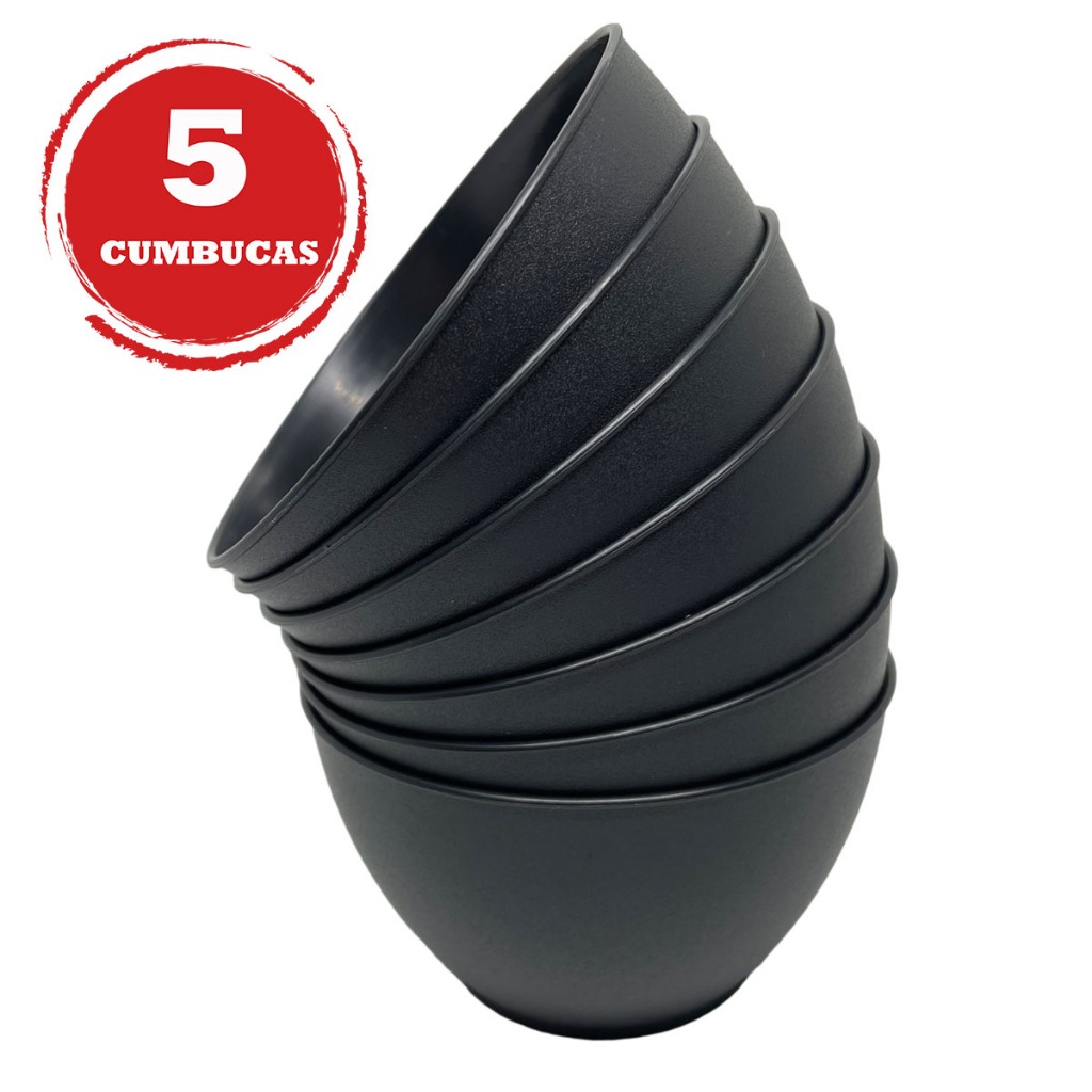 KIT 5 CUMBUCA PRETA 400 ML ATACADO TIGELA CALDO SOBREMESA EVENTO**