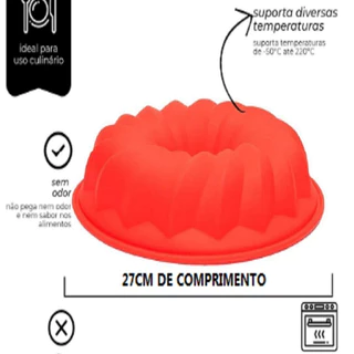 Forma De Silicone 26.5x6Cm Para Bolos Pudins Tortas Multiuso Universal Redonda Para Forno E Airfryer