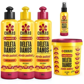Kit De Reconstrução Deleta Danos Chikas Cosméticos Sh+ Cond+ Mascara 450g+ Finalizador + Blur Repair