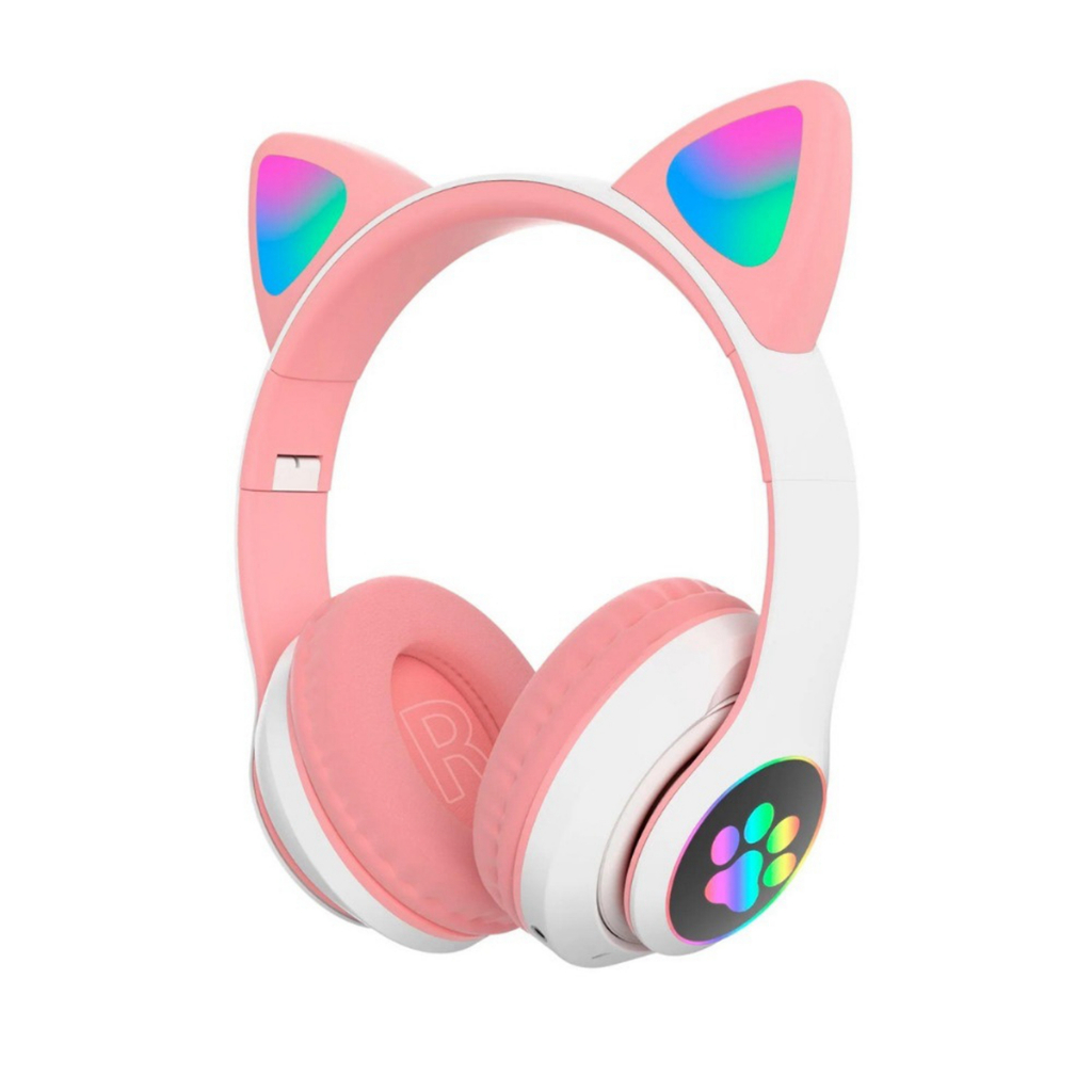 Fone Headphone Orelha Gato Colorido Led Smartphone Geek Gamer Gatinho